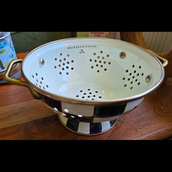 MacKenzie-Childs Cream and Gold Colander - Picture 1 of 3